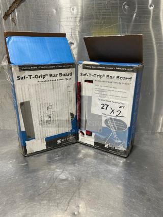 New San Jamar Saf-T-Grip Bar Boards in original packaging, feature integrated anti-slip grips. Two per bid.