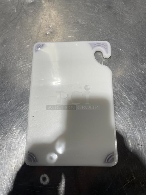 San Jamar Saf-T-Grip Bar Board with integrated anti-slip grips, new condition, white with corner grips, durable plastic.