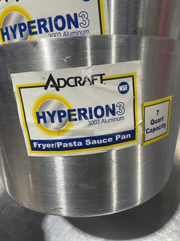 Adcraft Hyperion 3 Series 7 Quart Fryer/Sauce Pan, Model H3-FP7. Made of 3003 aluminum, NSF certified, new condition.