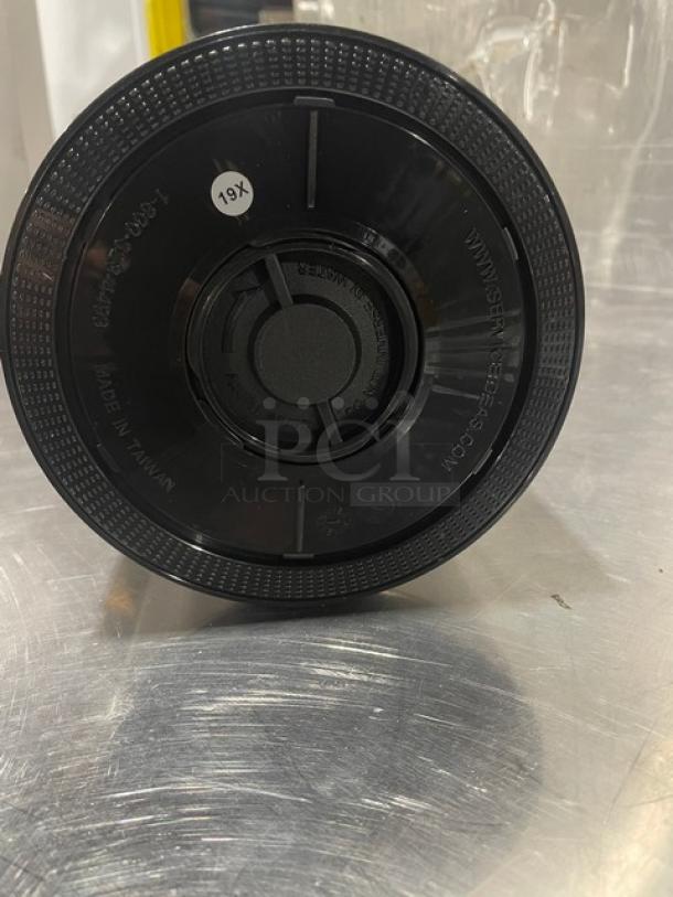 Service Ideas 2.5L Push Button Air Pot, Model ECA22S, glass lined, new in box. Eco Air Series, bottom view with label.