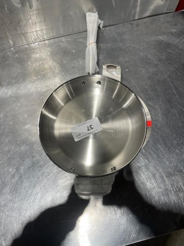 Adcraft 12" stainless steel frying pan, Titan Series, Model FPSI-12, new condition, visible label showing "37".
