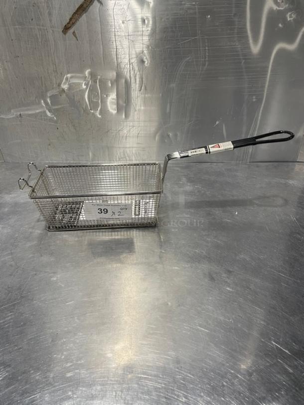 New Adcraft Frying Basket, Model FBR-11571, with long black handle. Unused condition, tag indicates "39 x 2".