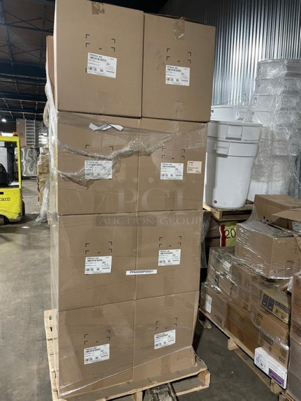 Brand new full pallet of IPL 8 oz. square tamper-evident deli containers, model 2259500265, 900 per case, 16X bid value.