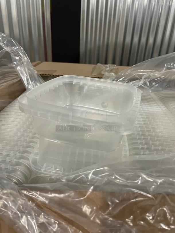 Brand new IPL 2259500265 deli containers, clear 8 oz., tamper-evident. Full pallet, 900 per case.