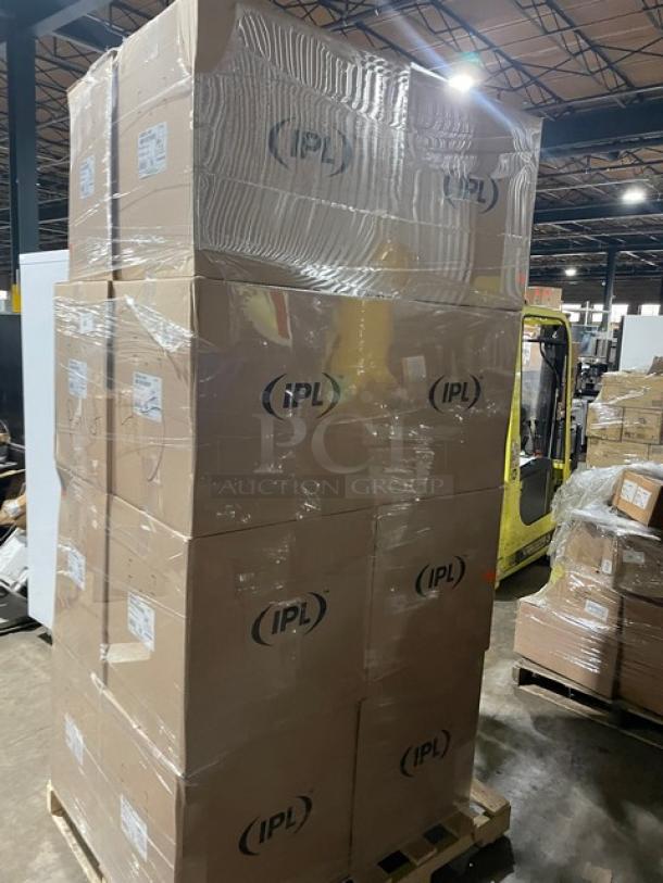 Brand new full pallet of IPL 16 oz. square tamper-evident deli containers, model 2509500265, 700 per case.