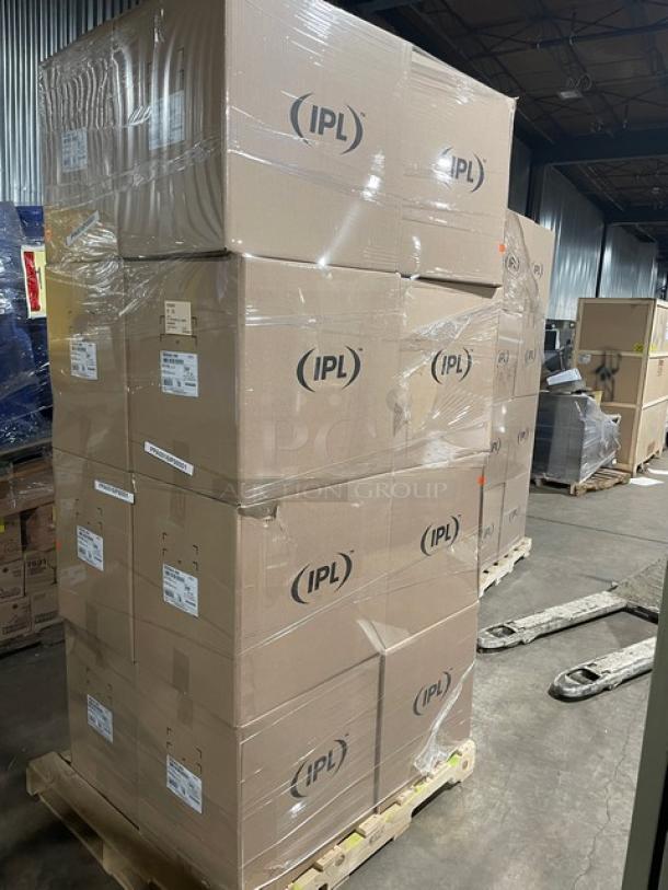 BRAND NEW! Full pallet of IPL commercial clear 16 oz. square tamper-evident deli containers, model 2509500265, 700 per case.