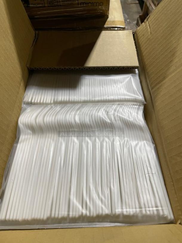 Brand new Sterling compostable forks, model MM-GP3FK651M, 6.5”, white, 1,000 per case, shown in original packaging.