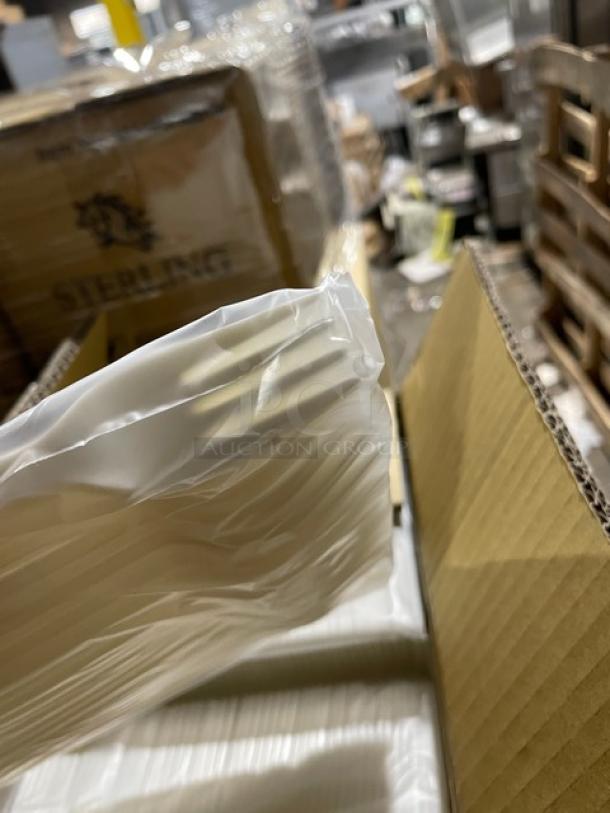 Brand new full pallet of Sterling compostable forks, model MMGP3FK651M, 6.5-inch, 1,000 per case.