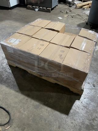 Full pallet of Bagcraft Model 300050 natural kraft paper deli bags, new condition, 500 per case, shrink-wrapped.