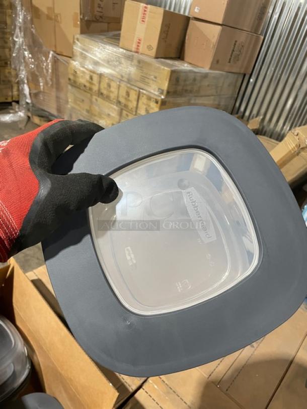 Rubbermaid Premier Series 14 Cup Crystal-Clear Food Container with Gray Lid, Model 1937693, new condition, 4 per case.