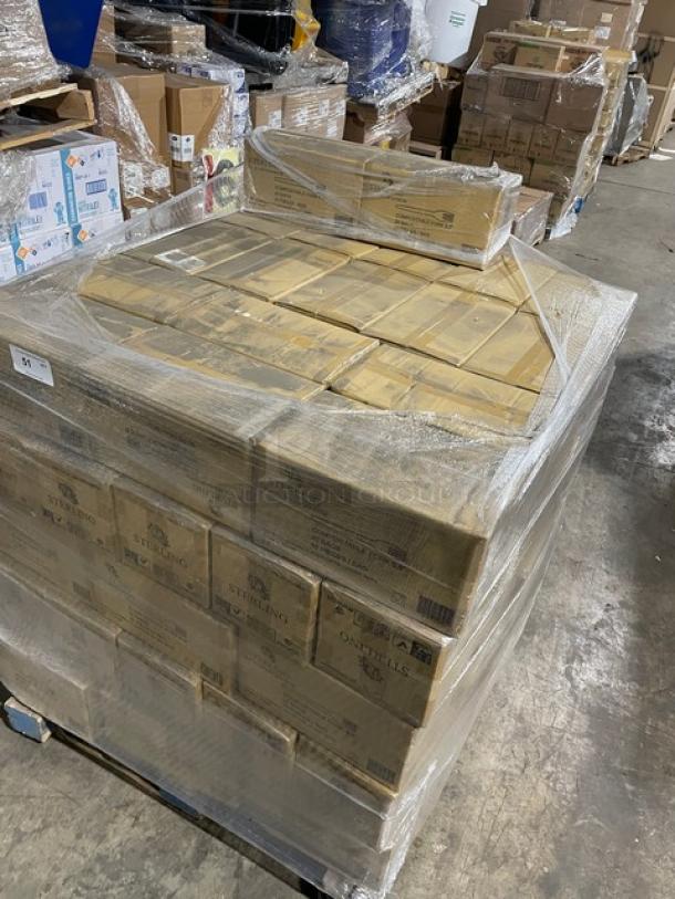 Pallet of Sterling compostable forks, model MM-GP3FK651M, 6.5", 1,000 per case, brand new, shrink-wrapped.