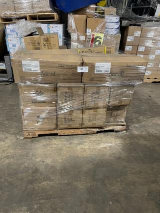 Mixed pallet with Elite Global Solutions Papyrus bowls, G.E.T. clear tumblers, Hoffmaster table cover, and Karat bucket lids. New, sealed.