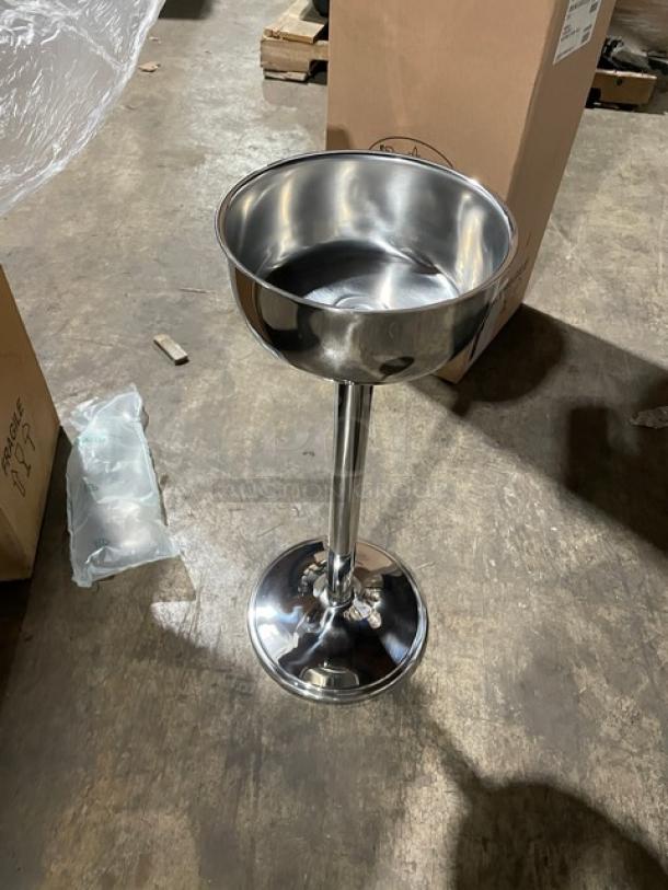 Brand new Sambonet Elite Wine Cooler Stand, model 56119-63, stainless steel, 24.75" tall, mirror shine finish.