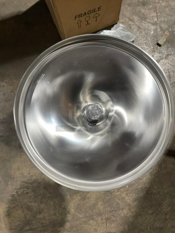 Sambonet stainless steel wine cooler stand, model 5611963, with mirror shine finish; brand new condition.