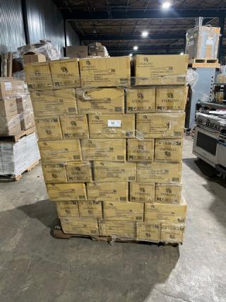 BRAND NEW full pallet of Sterling 6.5” compostable forks, model MMGP3FK651M, 1,000 per case, 128 cases.