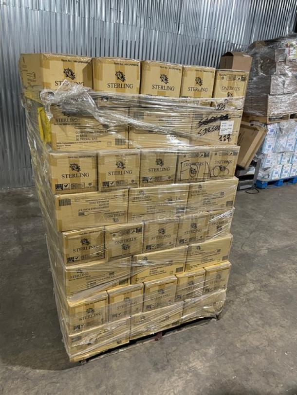 BRAND NEW full pallet of Sterling 6.5” compostable forks, Model MM-GP3FK651M, 1,000 per case, 128 cases.