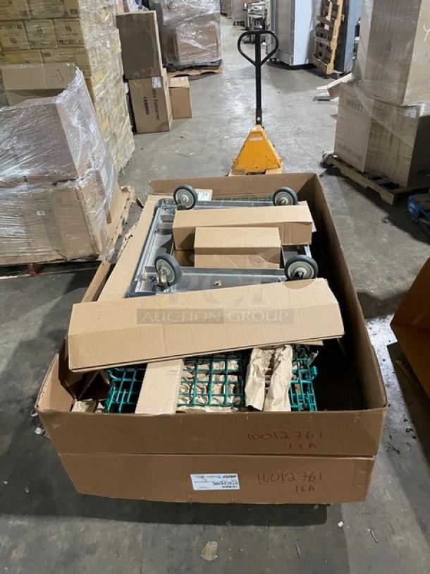 Brand new Eagle Group DTSC2430E green epoxy wired security unit with dolly truck in packaging.