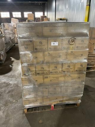 Full pallet of Sterling compostable forks, model MM-GP3FK651M, 1,000 per case, shrink-wrapped, brand new condition.