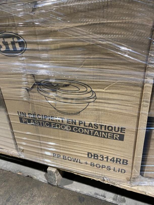 Mixed pallet of commercial kitchenware, includes FOH glass buffet board, wine glasses, bowls, and more, all brand new.