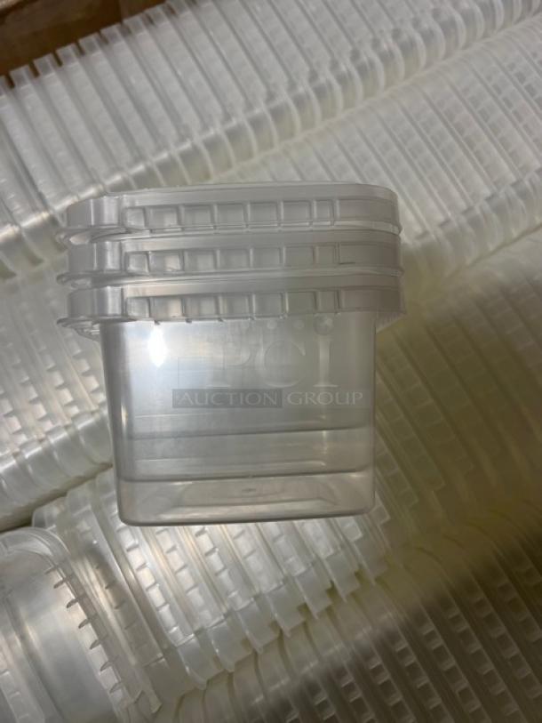 Brand new IPL commercial clear 16 oz square tamper-evident deli containers, model 2509500265, 700 per case.