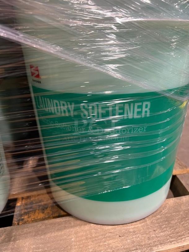 Brand new Swisher 5 Gal. Laundry Softener, model 6101222, wrapped on mixed pallet, ready for auction.