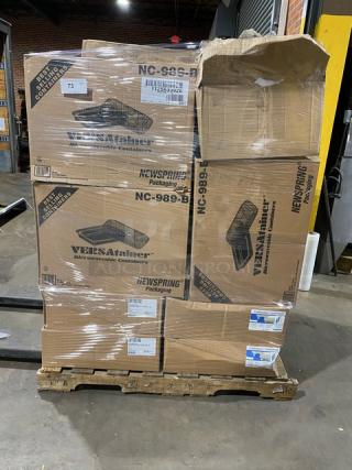 Mixed pallet with Carlisle Coldmaster food pans, Sani-Sure bamboo picks, Newspring VERSAtainer containers. Brand new, sealed.