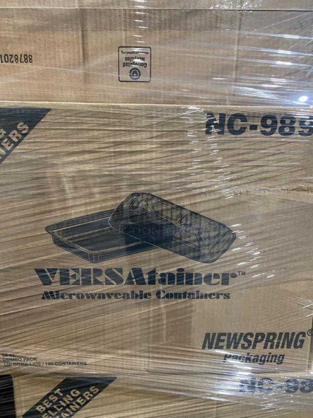 Mixed pallet with Carlisle Cool Check food pan, Sani-Sure bamboo paddle picks, and Newspring VERSAtainer containers, all brand new.