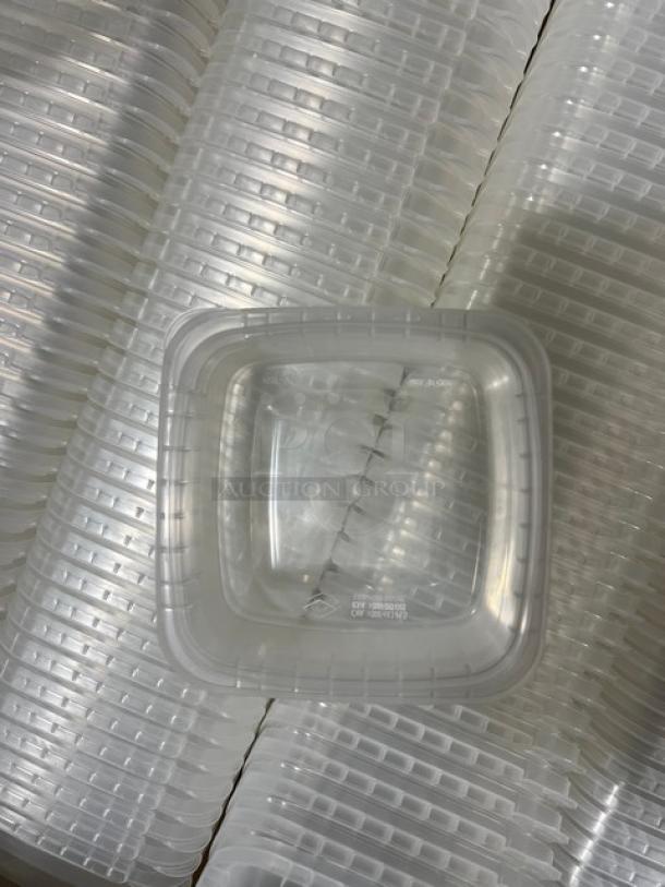 BRAND NEW IPL 8 Oz. Square Tamper-Evident Deli Containers, Model 2259500265, on full pallet. 900 per case.