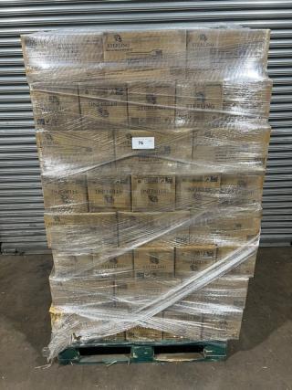 Full pallet of Sterling 6.5” compostable forks, model MM-GP3FK651M, brand new, 1,000 per case, wrapped in plastic.