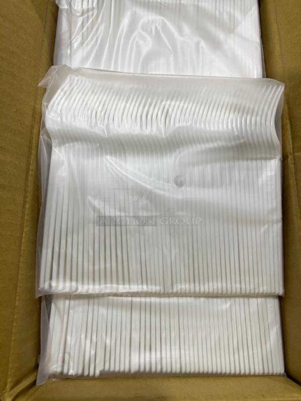 Box of Sterling 6.5" compostable forks, model MM-GP3FK651M, 1,000 per case. Brand new condition.