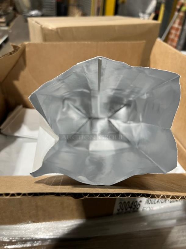 Brand new BagCraft Model 300496 white foil insulator quart sandwich bags, 5.25”x3.5”x12”. 500 per case, full pallet.