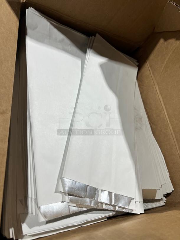 BagCraft Model 300496 white foil insulator quart sandwich bags, 5.25"x3.5"x12", new in box, 500 per case.