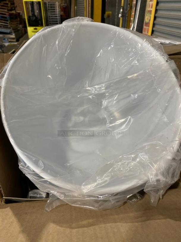 Brand new Craster commercial white porcelain medium tilt bowl wrapped in plastic. Model BW_CR1702.