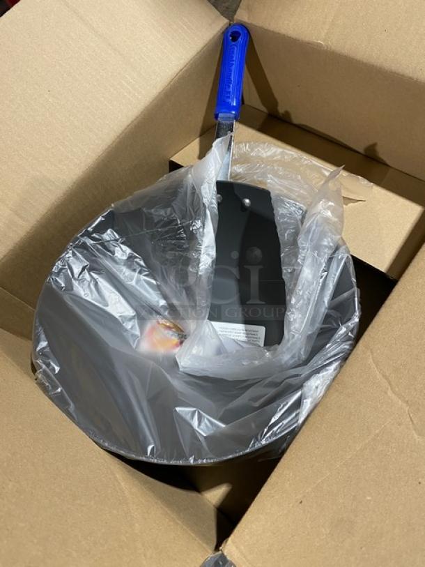 BRAND NEW Vollrath Wear-Ever Series 11-1/2" Round Stir Fry Pan, Model H4015, Aluminum with Blue Grip Handle, in box.