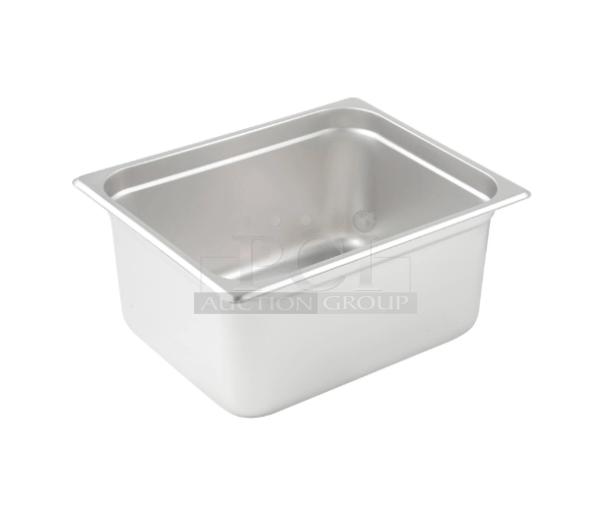 Brand new Winco SPJL206 stainless steel half-size 6" deep anti-jam hotel steamtable pan.