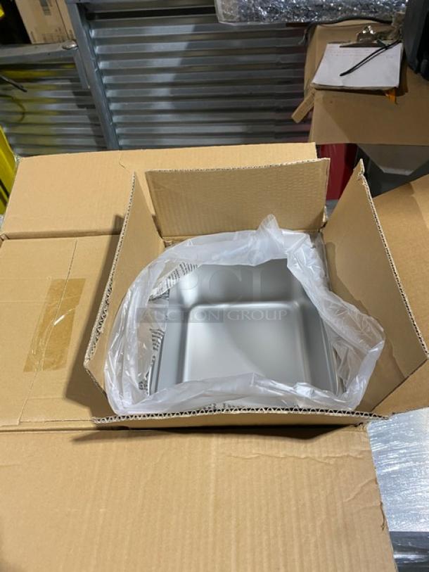 Winco SPJL-206 stainless steel half-size 6" deep anti-jam pan, brand new, in open box with protective packaging.