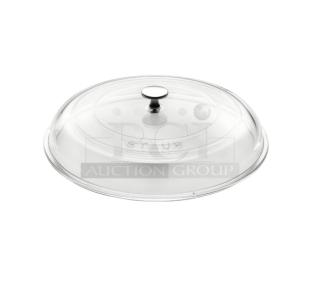Staub W4208 glass lid, new, clear domed design with metal knob. "Staub" embossed. Auction item, bid to own!