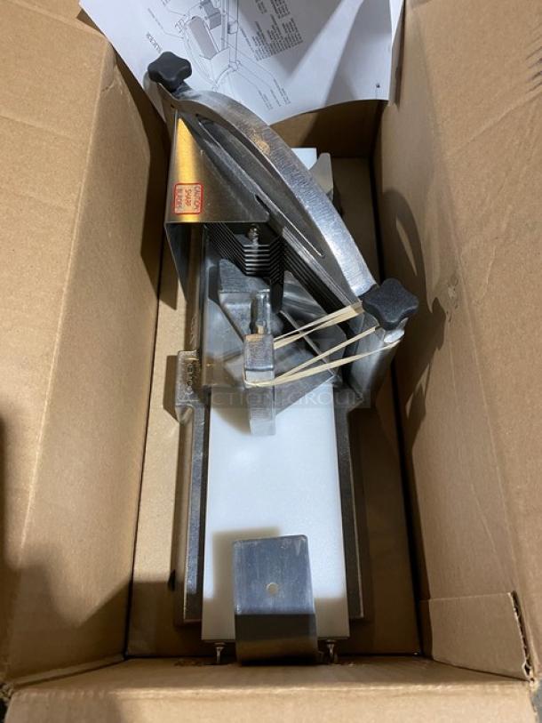 Brand new Nemco Easy Tomato Slicer II, model 56600-2, with 1/4" slicing cartridge, on legs, in original packaging.