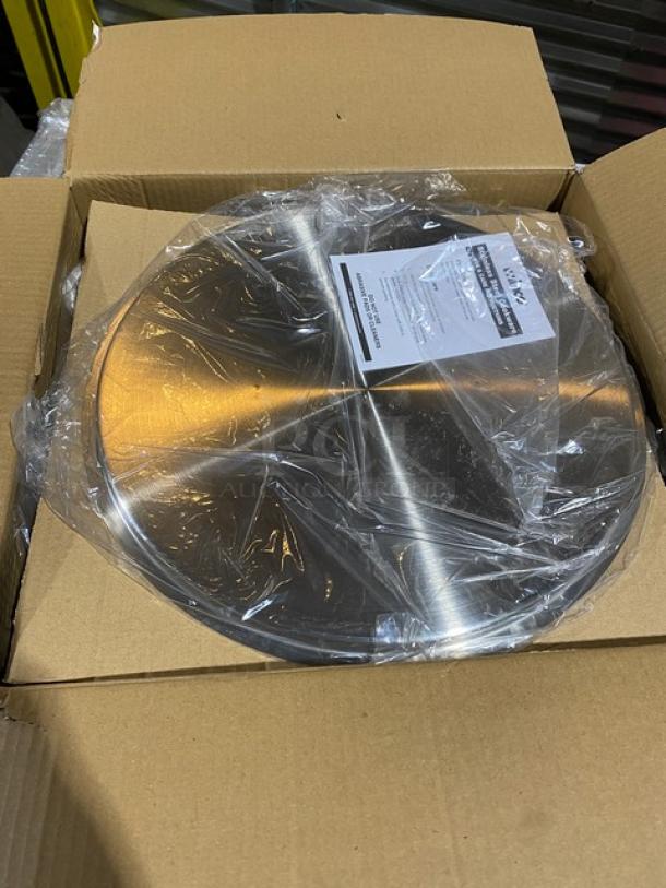 BRAND NEW Winco SSLB-15 stainless steel induction-ready brazier with lid in packaging, in original box.