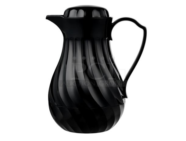 Brand new Vollrath Swirlserve black insulated beverage server, sleek design, tilt & pour feature, commercial-grade.