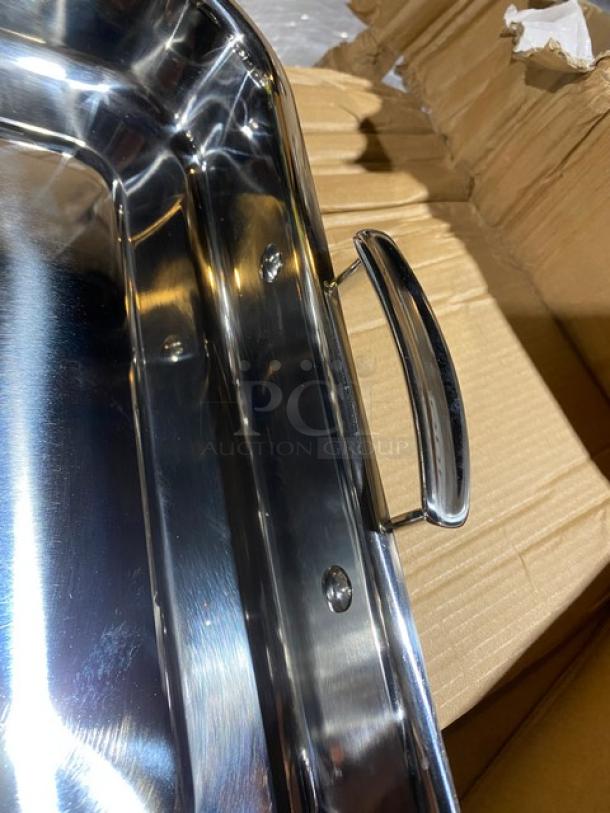 Brand new Vollrath Miramar Series stainless steel 4.6 qt. rectangular food pan with handles, model 49433.