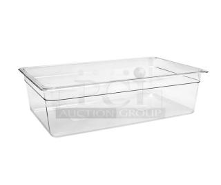 Brand new Front Of The House Drinkwise Series clear full-size deep insert pan, model BHO052CLT20, commercial use.