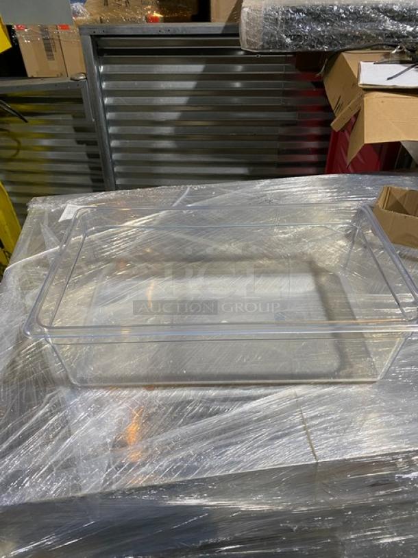 Brand new Front Of The House Drinkwise Series clear full-size deep insert pan, model BHO052CLT20, wrapped in plastic.