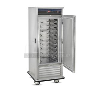 BRAND NEW FWE AirScreen ASU-10S Refrigerated Cabinet, stainless steel, full-height, right-hinged door, on casters.