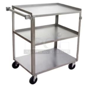 Brand new Channel US18273 commercial stainless steel 3-tier cart, 18"x27", 500 lb. capacity, on casters.