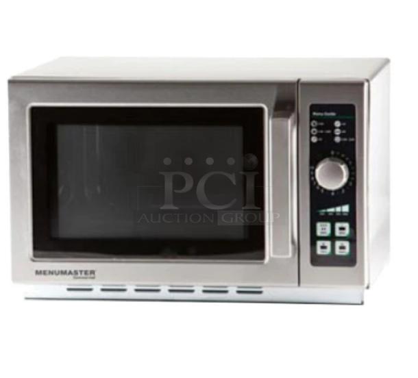 BRAND NEW Menumaster MCS10DSE stainless steel 1,000W microwave oven. Model: MCS10DSE. Electric powered. Serial: 2408142119.