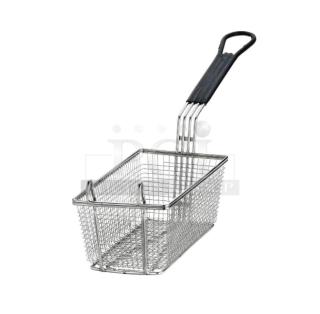 NEW Adcraft Frying Basket, Model FBR-11571, stainless steel, black handle. Ideal for commercial use.