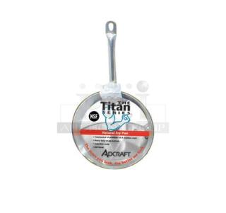 New Adcraft Titan Series 12" Frying Pan, Model FPSI-12. All stainless steel, NSF certified. Tags highlight features.