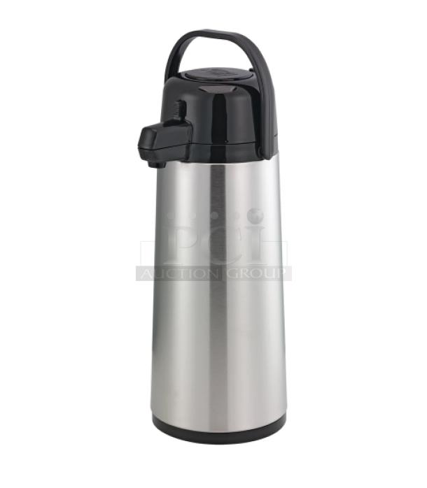 Service Ideas Eco Air Series 2.5L push-button air pot, Model ECA22S, glass-lined, stainless steel, new in box.