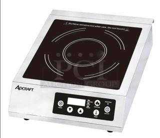 Adcraft INDB120V commercial stainless steel induction burner, new condition, 2015 model, electric-powered, 120V.